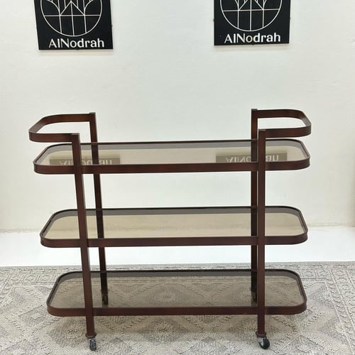 عربية تقديم 3 دور زجاج وحديد لون بني 100*120*40