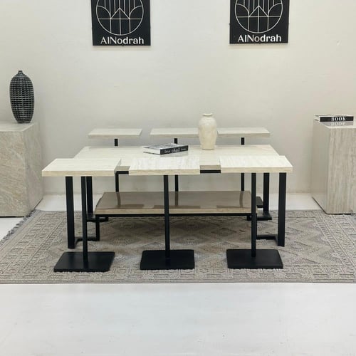 طقم طاولات تقديم دورين 7قطع سطح بديل رخام قاعده حد...