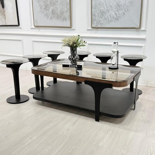 طقم طاولات ابيات 7قطع 2 الوان