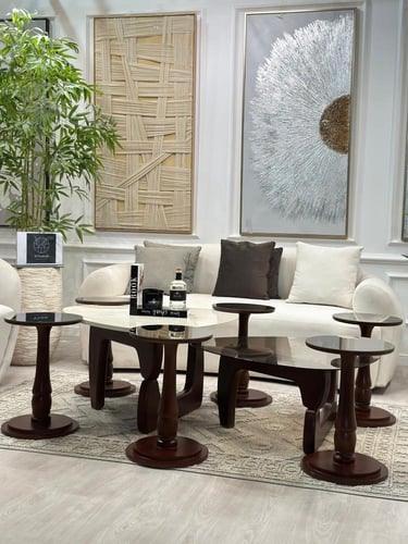 طقم طاولات مثلثات 8قطع بني