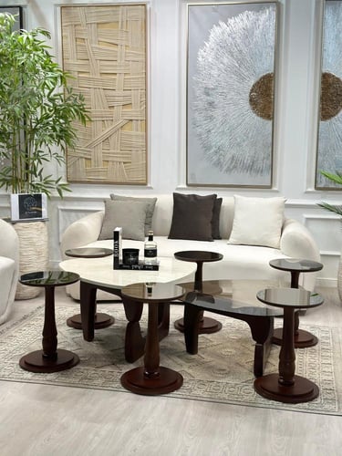 طقم طاولات مثلثات 8قطع بني