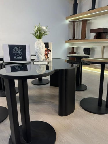 طقم طاولات بوهيمي دائري 7قطع مرايا اسود