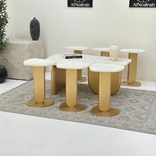 طقم طاولات نيو دزاين 7قطع ذهبي