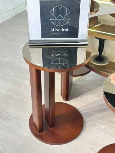 طقم طاولات بوهيمي دائري 7 قطع مرايا بني