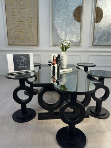 طقم طاولات حلقات 7 قطع مرايا اسود