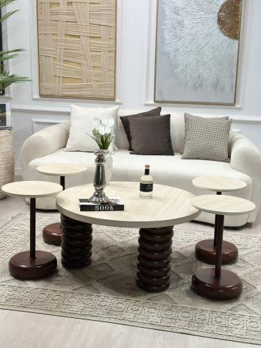 طقم طاولات ميشلان 5 قطع بني