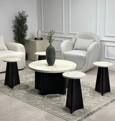 طقم طاولات الخيمة 5قطع بروفايل لون اسود