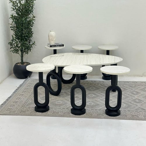 طقم طاولات حلقات 7قطع اسود