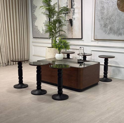 طقم طاولات نما سنديان بني 7قطع