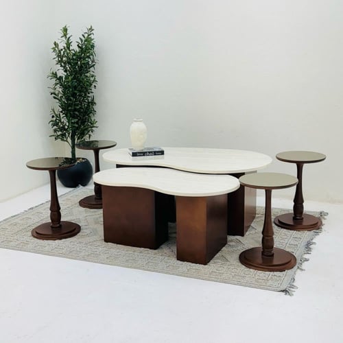 طقم طاولات كلياوي 8قطع بني