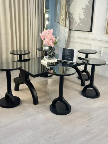 طقم طاولات عنكبوت 7قطع مرايا اسود