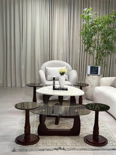 طقم طاولات مثلثات 6قطع بني