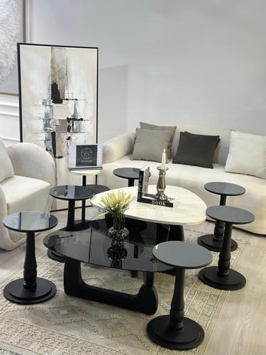 طقم طاولات 8قطع سطح الطاولة الاولى: بديل الرخام تر...