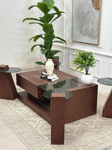 طقم طاولات كوبرا 5 قطع سنديان بني