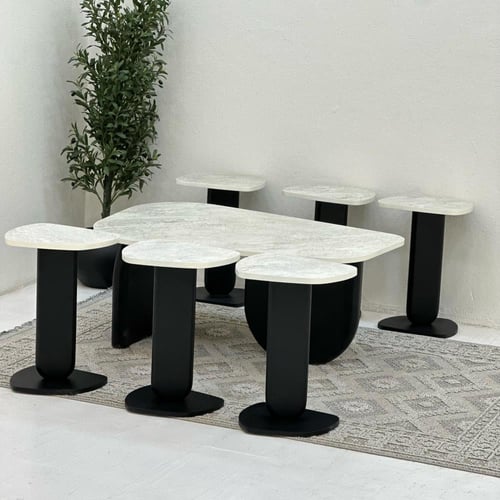 طقم طاولات نيو دزاين 7قطع اسود