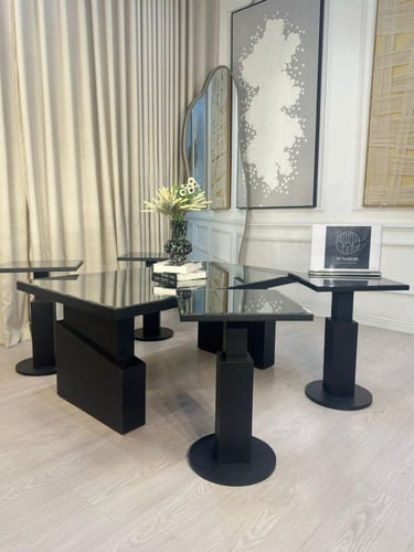 طقم طاولات اندلسي 7 قطع مرايا اسود