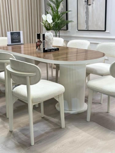 طاولة طعام 6كراسي سطح جوز قاعده خشب+2كريس هديه