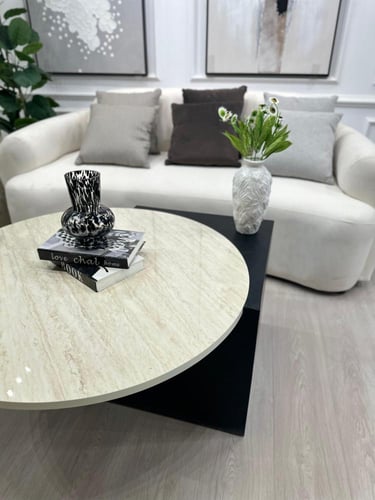 قطعتين طاولات تقديم سطح بديل الرخام قاعده خشب قشرة...