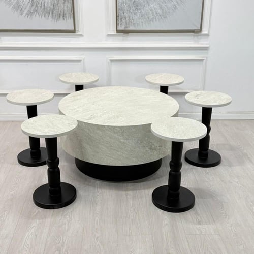 طقم طاولات اسطواني 7قطع اسود