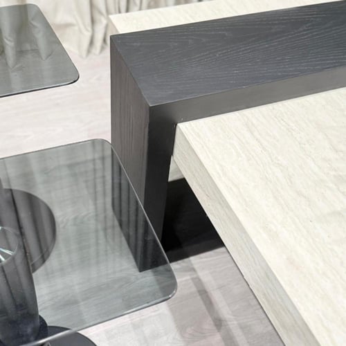 طقم طاولات لاين 5قطع سطح بديل رخام ترافنتينو قاعده...