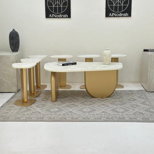طقم طاولات نيو دزاين 7قطع ذهبي
