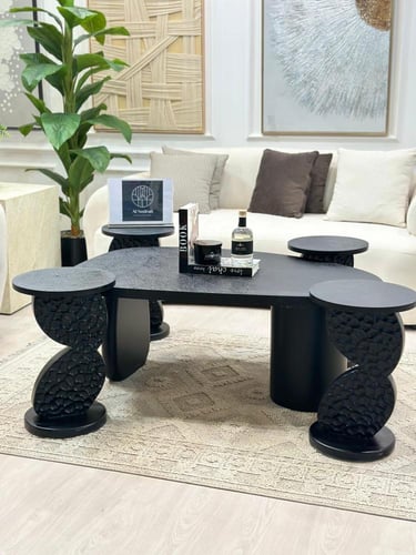 طقم طاولات حفر 3D قطع 5 لون اسود