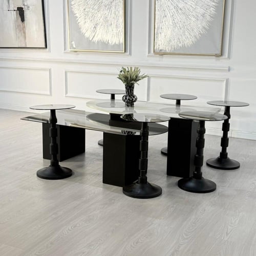 طقم طاولات سما 8قطع لون اسود