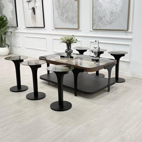 طقم طاولات ابيات 7قطع 2 الوان