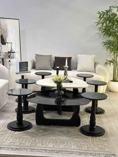 طقم طاولات 8قطع سطح الطاولة الاولى: بديل الرخام تر...