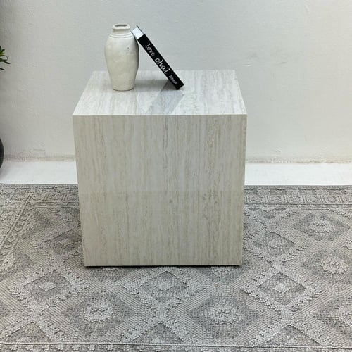 طاولة زاوية بديل الرخام ترافنتينو ملمس ناعم 60*60*...