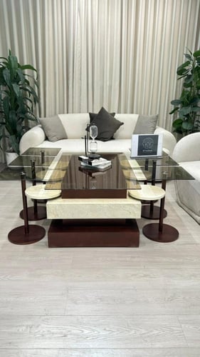 طقم طاولات الهبة 7قطع لون بني