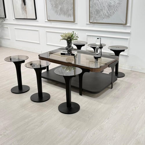 طقم طاولات ابيات 7قطع 2 الوان