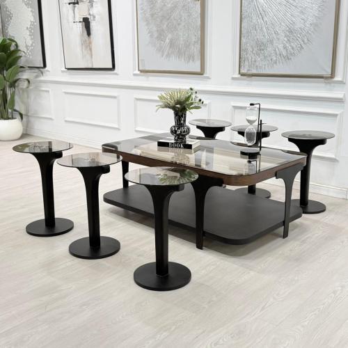 طقم طاولات ابيات 7قطع 2 الوان