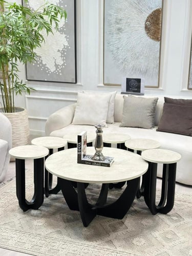 طاولات تقديم لون اسود 5 قطع