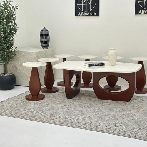طقم طاولات سداسي ج 7قطع بني