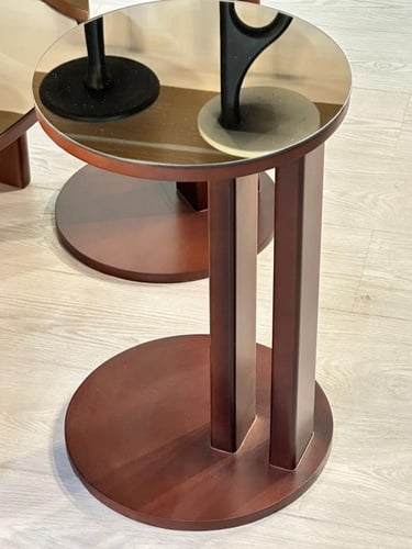 طقم طاولات بوهيمي دائري 7 قطع مرايا بني