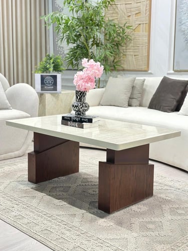 طقم طاولات 5قطع سطح بديل الرخام ترافنتينو ملمس ناع...