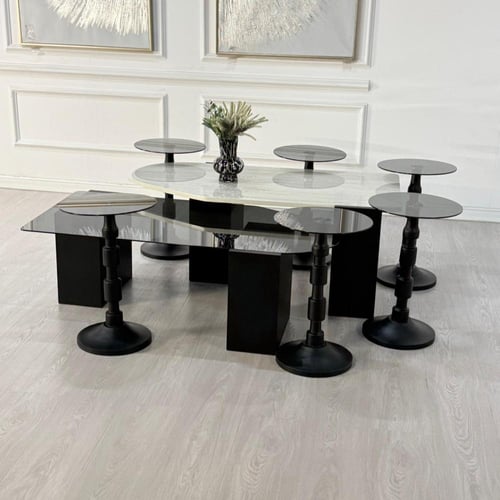 طقم طاولات سما 8قطع لون اسود