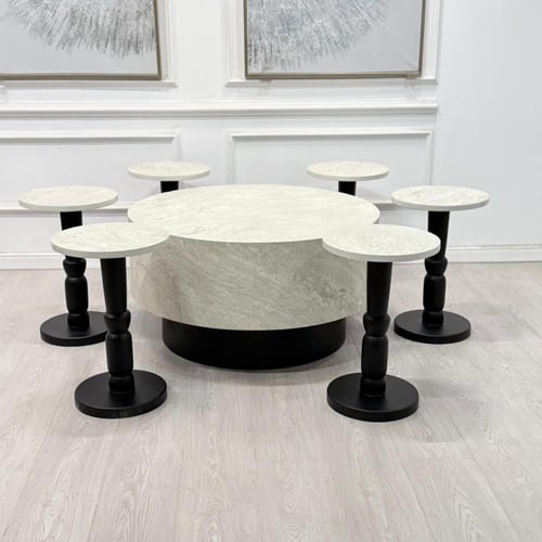 طقم طاولات اسطواني 7قطع اسود