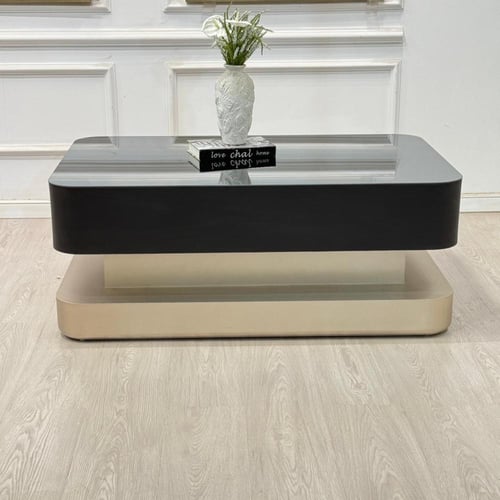 طاولة تقديم دورين بسطح مرايا وقاعدة خشب