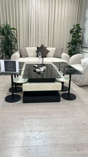 طقم طاولات الهبة 7قطع لون اسود