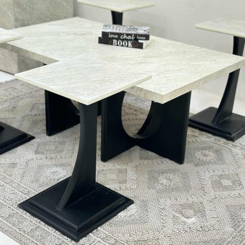 طقم طاولات بوهيمي مستطيل 7قطع اسود