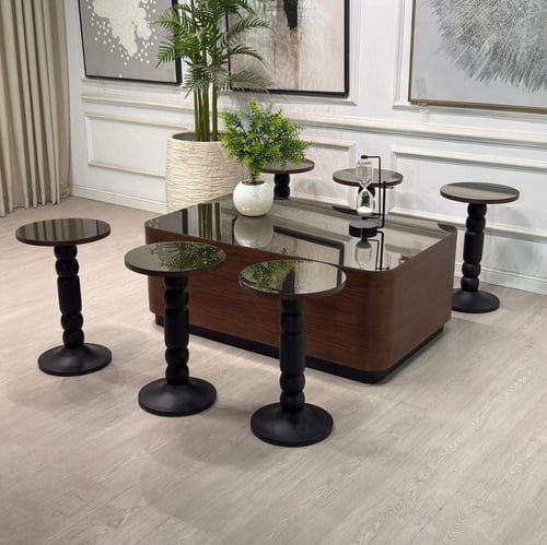 طقم طاولات نما سنديان بني 7قطع