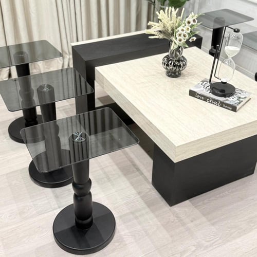 طقم طاولات لاين 5قطع سطح بديل رخام ترافنتينو قاعده...