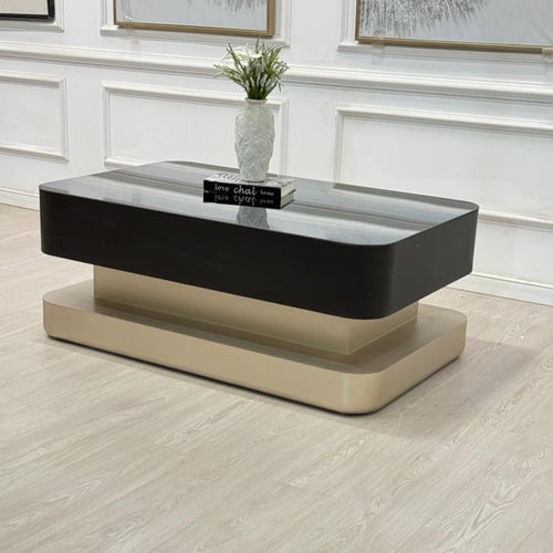 طاولة تقديم دورين بسطح مرايا وقاعدة خشب