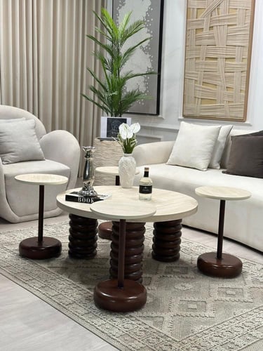 طقم طاولات ميشلان 5 قطع بني