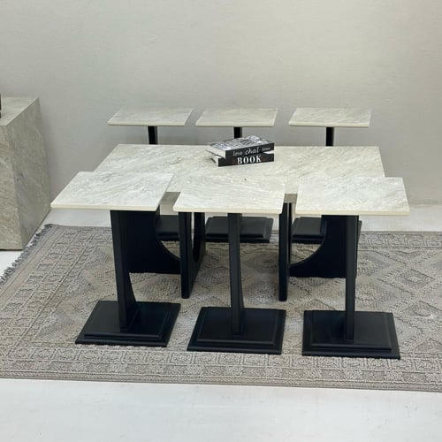 طقم طاولات بوهيمي مستطيل 7قطع اسود