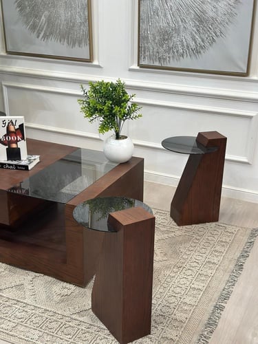 طقم طاولات كوبرا 5 قطع سنديان بني