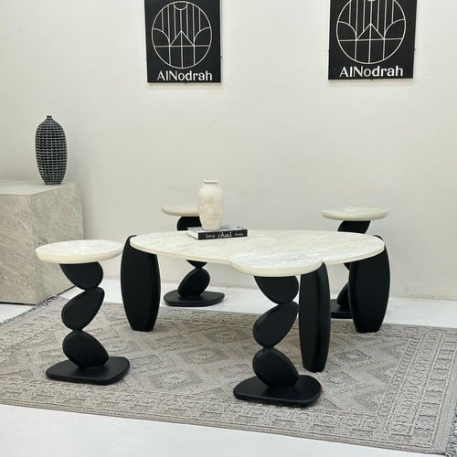 طقم طاولات ستون 5قطع لون اسود