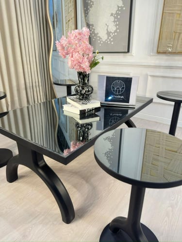 طقم طاولات عنكبوت 7قطع مرايا اسود